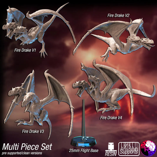 Fire Drakes Dragon Miniatures – 12K Resin D&D Models (With Bases) for Warhammer & RPGs