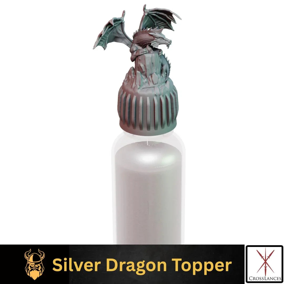 Silver Dragon Cap | 12K Resin Dropper Bottle Holder for Vallejo & Army Painter