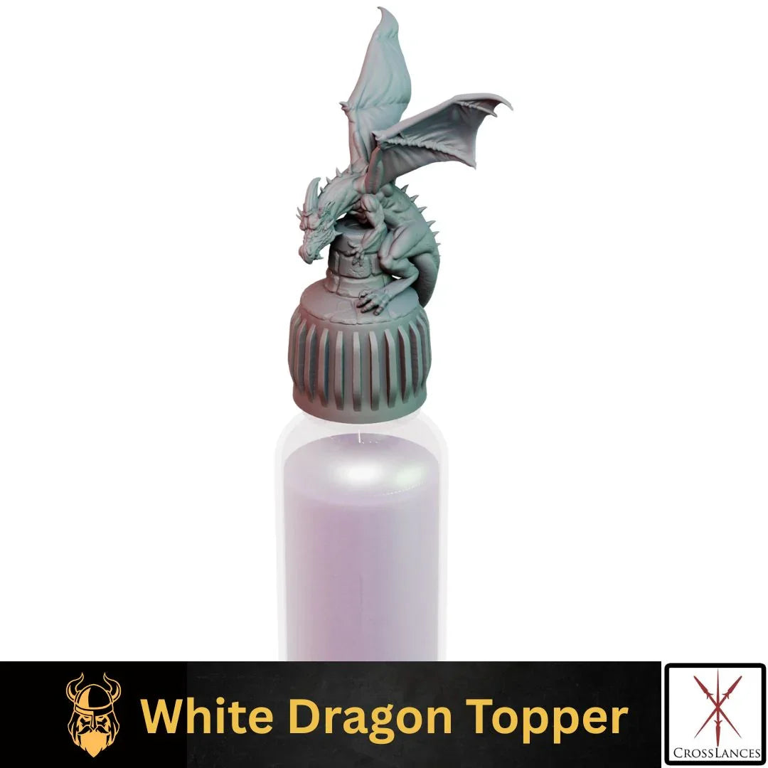 White Dragon Cap | 12K Resin Dropper Bottle Holder for Vallejo & Army Painter