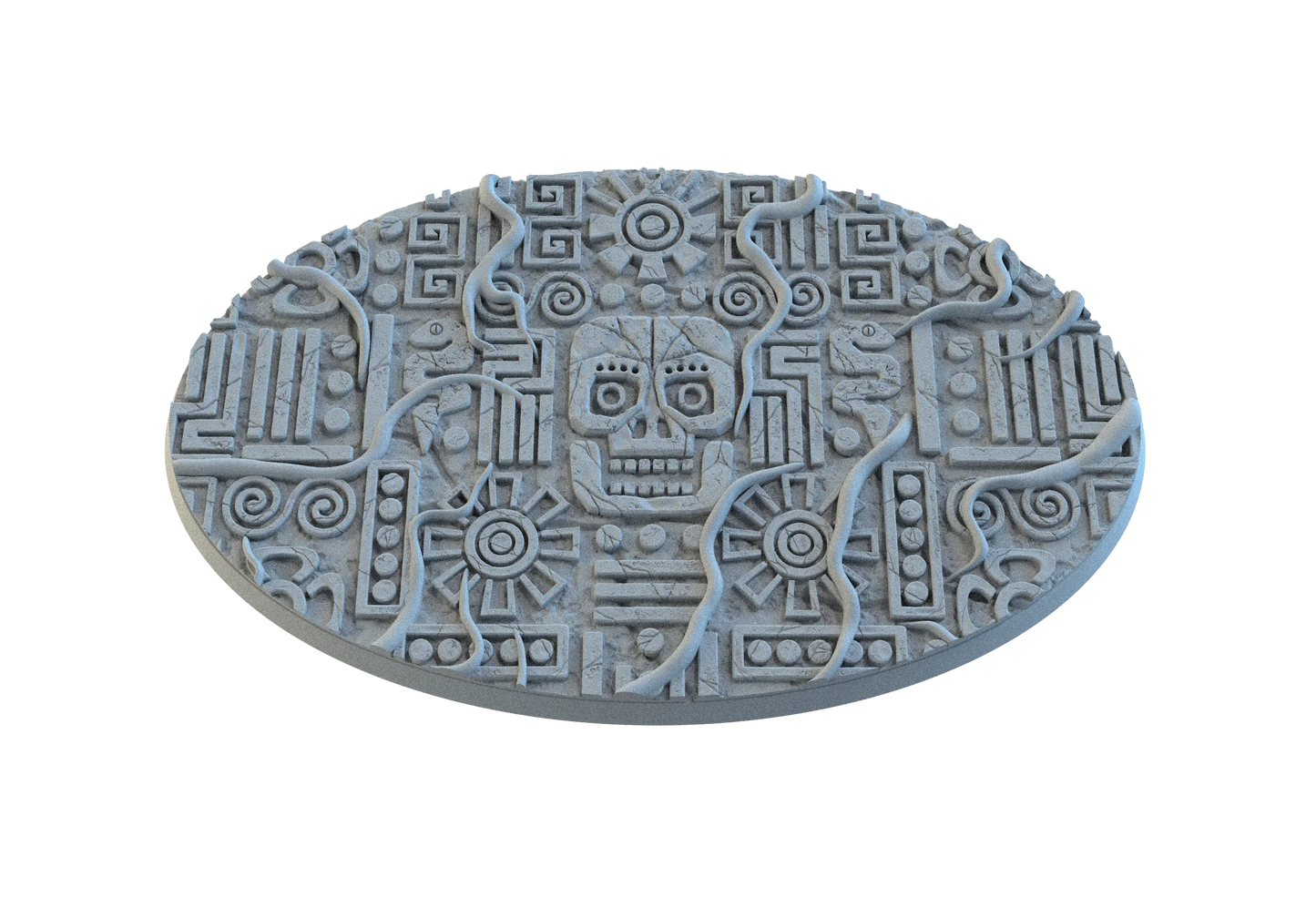 Aztec Oval Bases by SRS Studios | Masterpiece 12K Resin Foundations for Warhammer, AOS, D&D & More!
