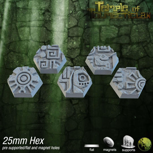 Aztec Hex Bases by SRS Studios | Masterpiece 12K Resin Foundations for Warhammer, AOS, D&D & More!