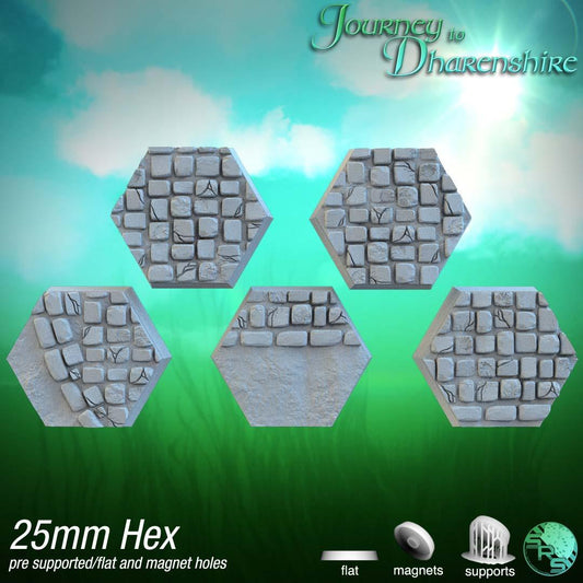 Cobblestone Hex Bases – 12K Resin Base Set for Warhammer, D&D & Tabletop Wargames