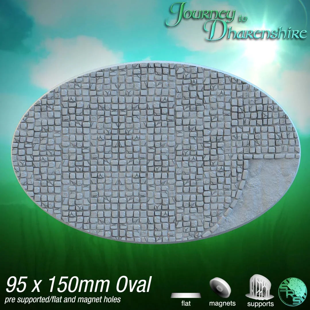 Cobblestone Oval Bases – 12K Resin Base Set for Warhammer, D&D & Tabletop Wargames