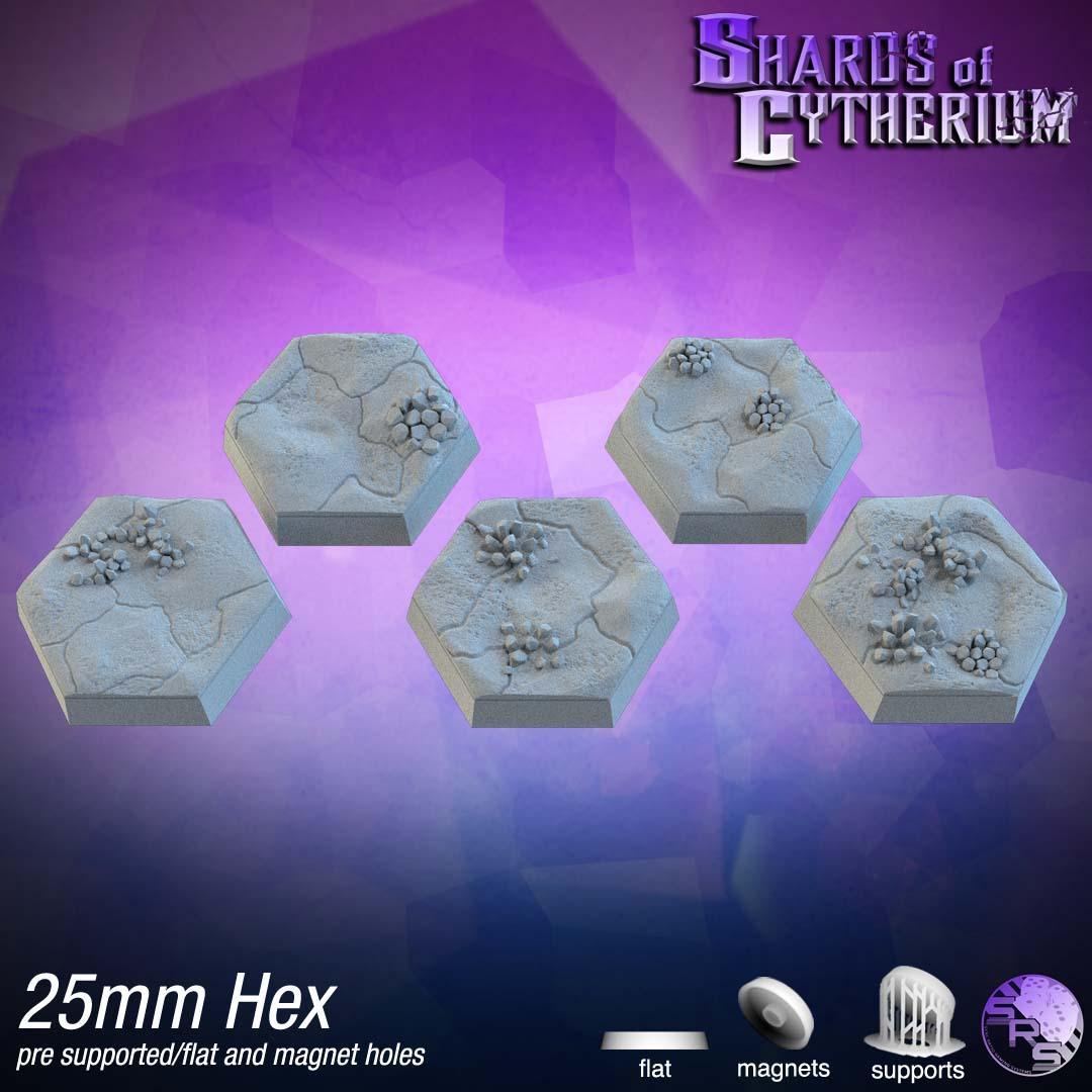 Crystal Hex Bases – Premium 12K Resin Fantasy/Sci-Fi Bases for Tabletop Gaming