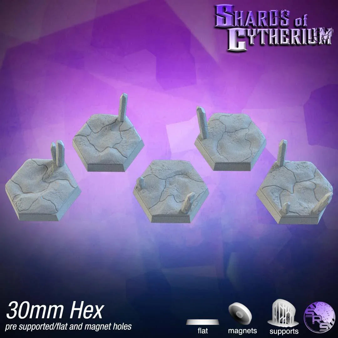 Crystal Hex Bases – Premium 12K Resin Fantasy/Sci-Fi Bases for Tabletop Gaming