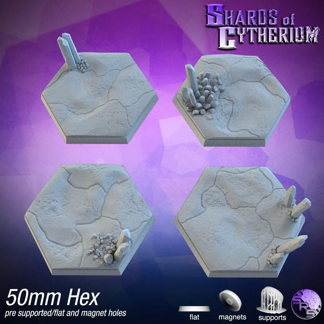 Crystal Hex Bases – Premium 12K Resin Fantasy/Sci-Fi Bases for Tabletop Gaming