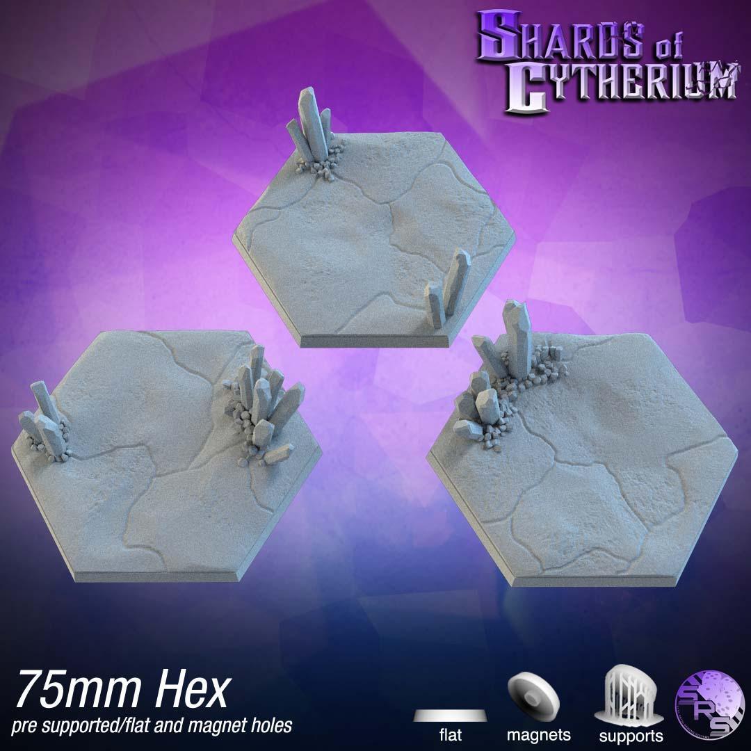 Crystal Hex Bases – Premium 12K Resin Fantasy/Sci-Fi Bases for Tabletop Gaming