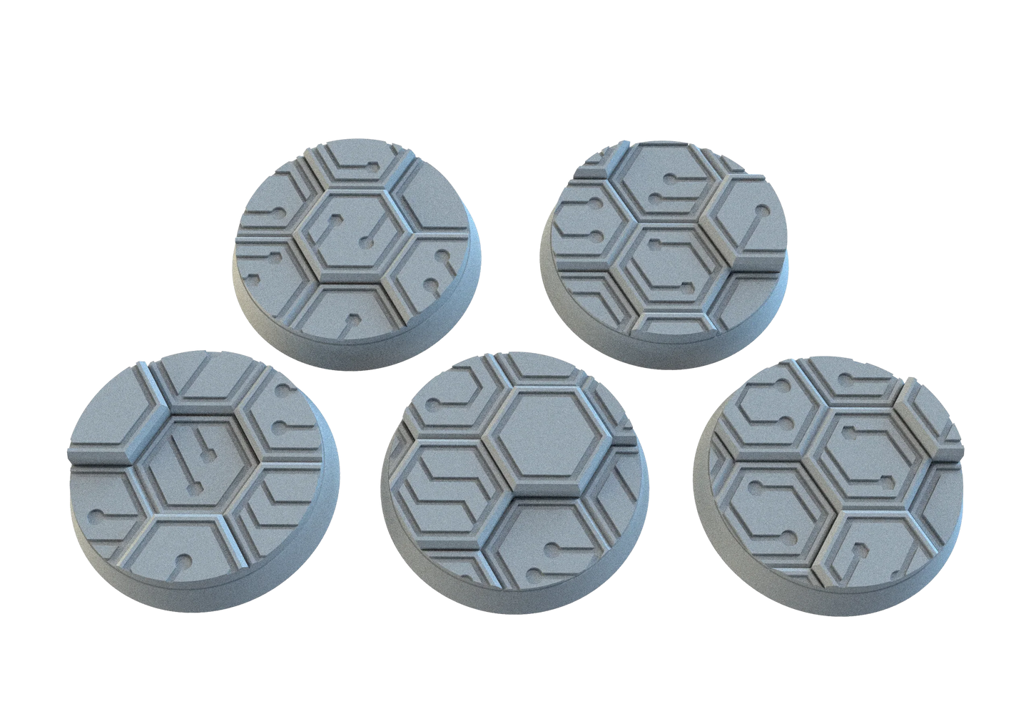 Cyberhex Circle Resin Bases | Futuristic 12K Tech Bases for Necromunda, Warhammer 40k & Sci-Fi
