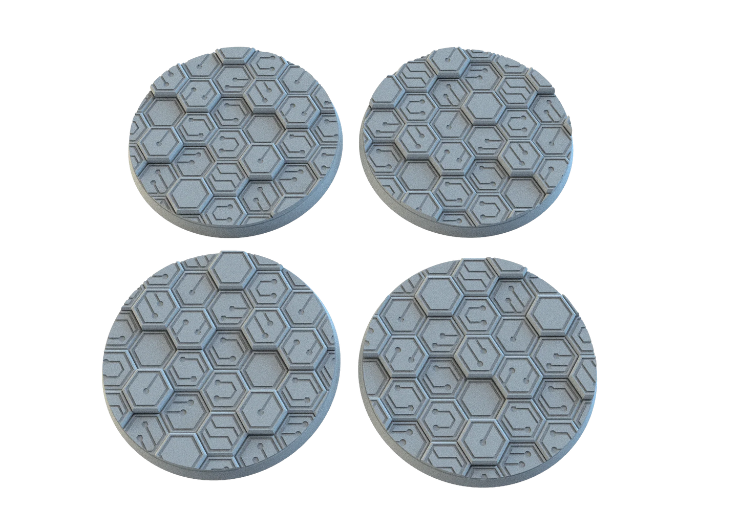 Cyberhex Circle Resin Bases | Futuristic 12K Tech Bases for Necromunda, Warhammer 40k & Sci-Fi