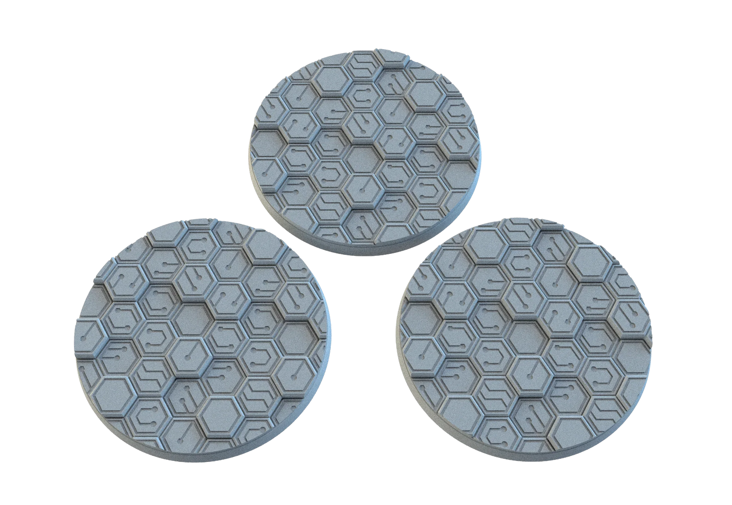 Cyberhex Circle Resin Bases | Futuristic 12K Tech Bases for Necromunda, Warhammer 40k & Sci-Fi