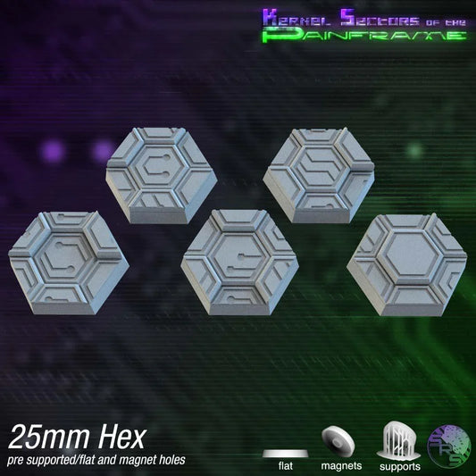 Cyberhex Hex Resin Bases | Futuristic 12K Tech Bases for Necromunda, Warhammer 40k & Sci-Fi