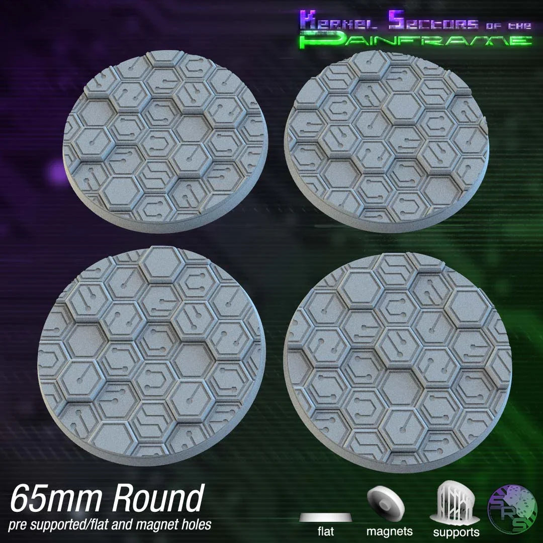 Cyberhex Circle Resin Bases | Futuristic 12K Tech Bases for Necromunda, Warhammer 40k & Sci-Fi