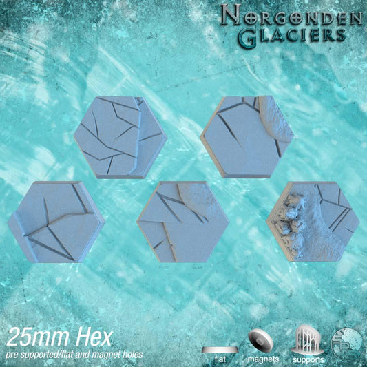 Ice & Snow Hex Resin Bases | Frozen Wasteland for Warhammer, D&D, Wargaming