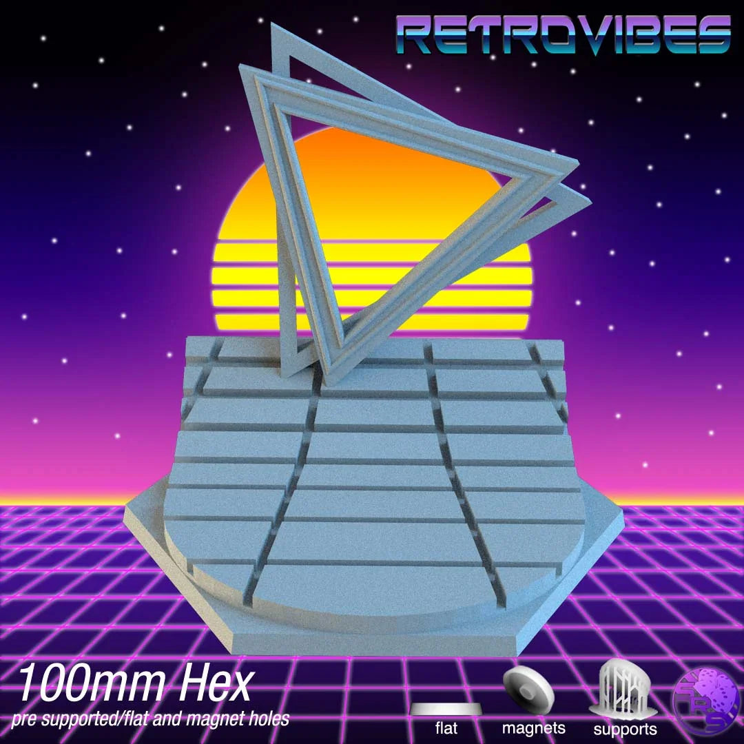 Retrowave Hex Resin Bases | Neon Grid for Cyberpunk, 40k, Wargaming