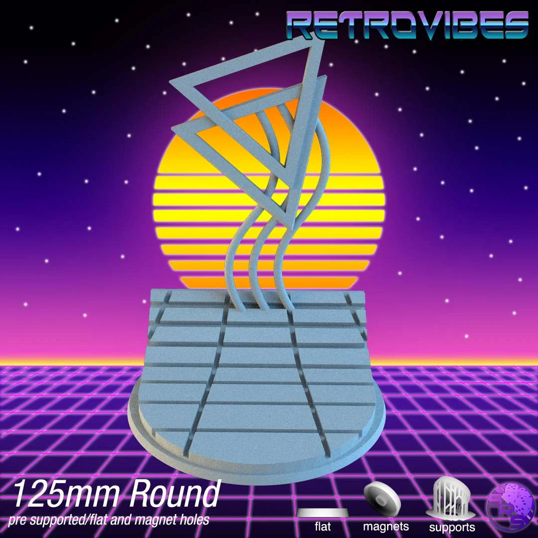 Retrowave Circle Resin Bases | Neon Grid for Cyberpunk, 40k, Wargaming