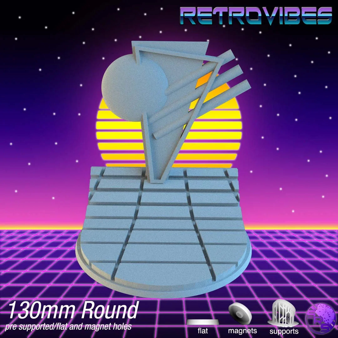 Retrowave Circle Resin Bases | Neon Grid for Cyberpunk, 40k, Wargaming