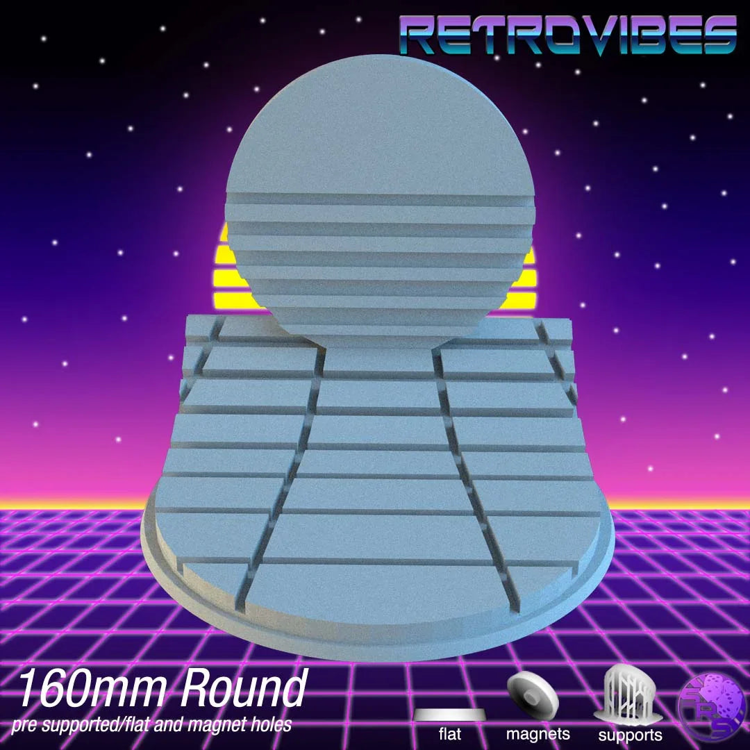 Retrowave Circle Resin Bases | Neon Grid for Cyberpunk, 40k, Wargaming