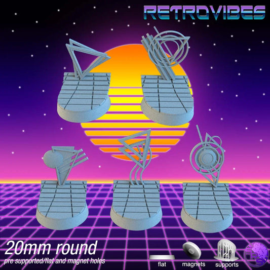 Retrowave Circle Resin Bases | Neon Grid for Cyberpunk, 40k, Wargaming