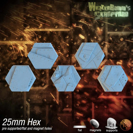 Scrap Junk Hex Resin Bases | Junkyard for Orks, Necromunda, 40k