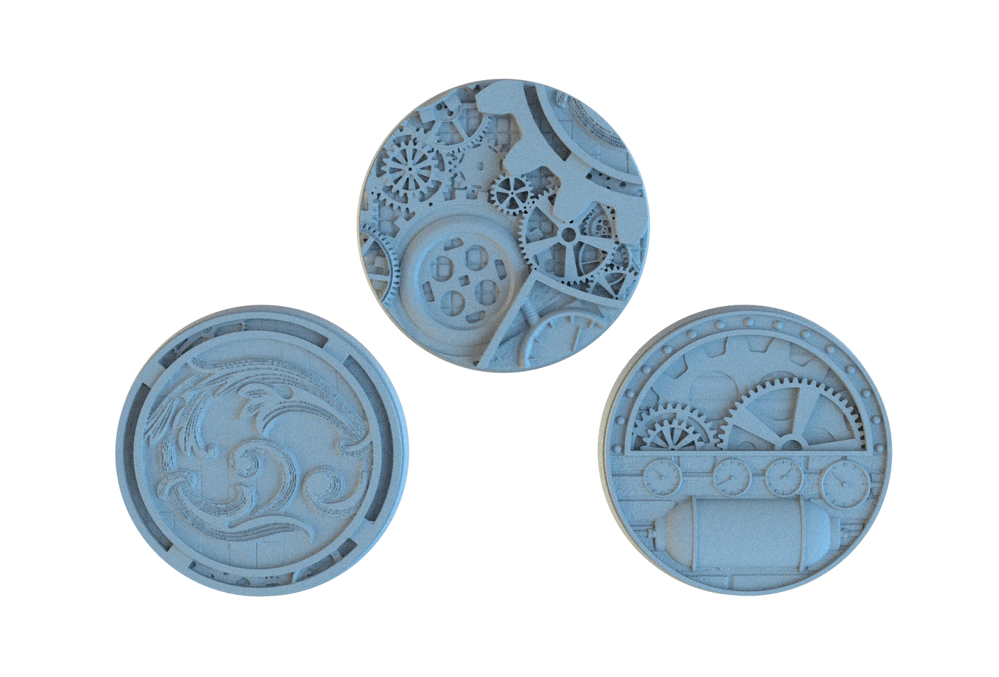 Steampunk Circle Resin Bases | Victorian Tech for Warmachine, D&D, Wargaming