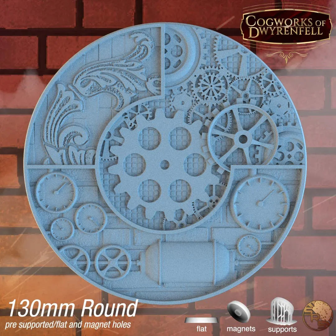 Steampunk Circle Resin Bases | Victorian Tech for Warmachine, D&D, Wargaming