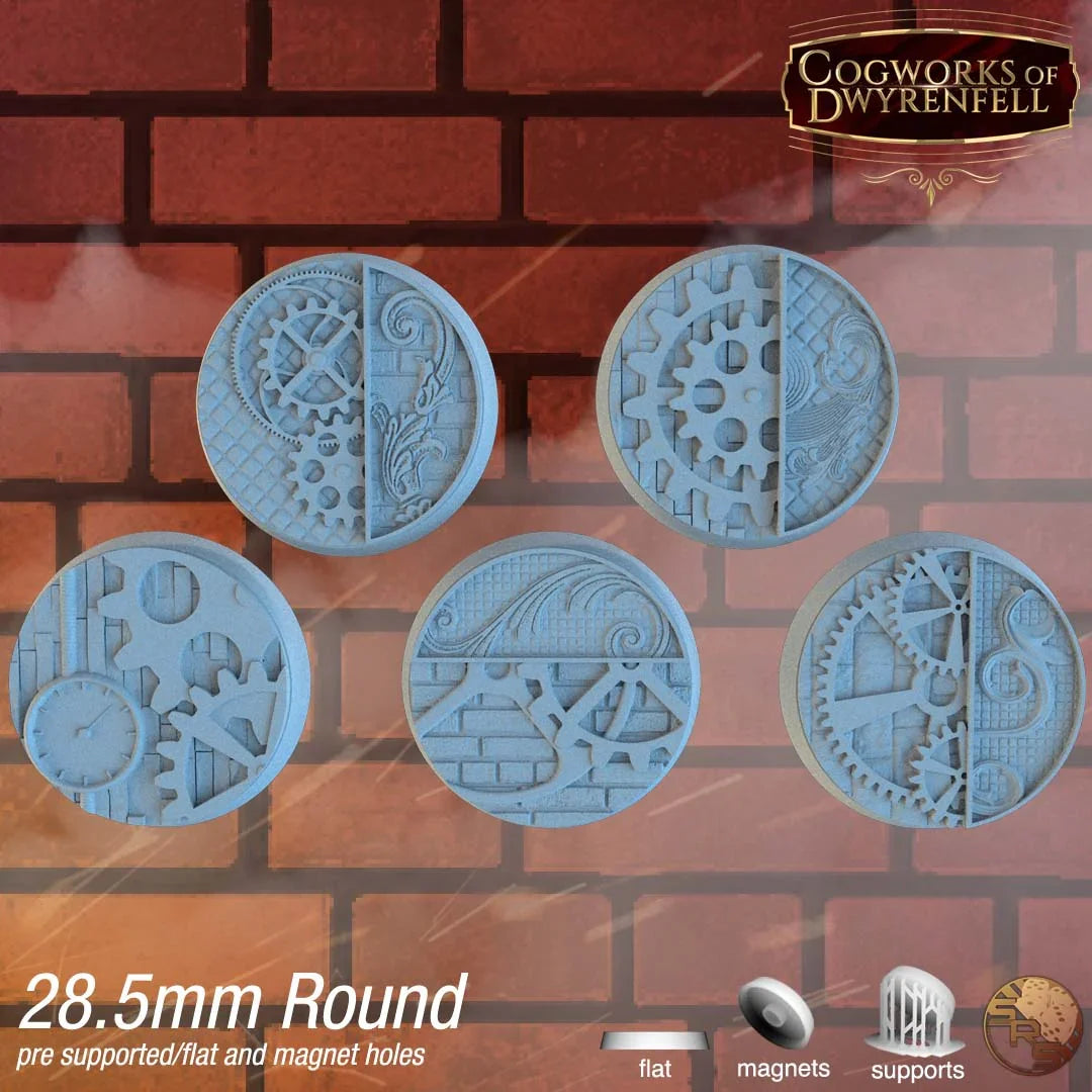 Steampunk Circle Resin Bases | Victorian Tech for Warmachine, D&D, Wargaming