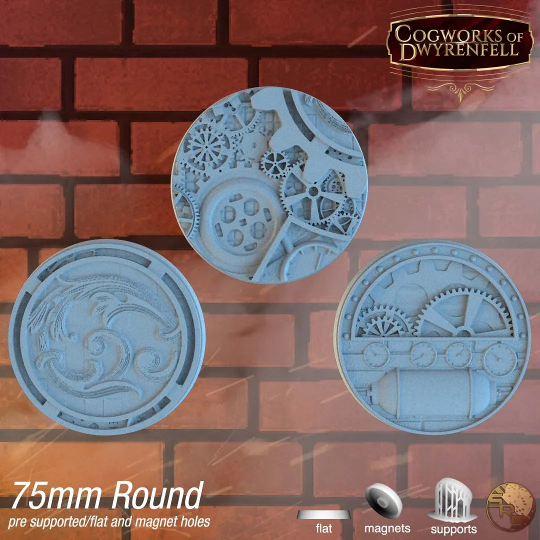 Steampunk Circle Resin Bases | Victorian Tech for Warmachine, D&D, Wargaming