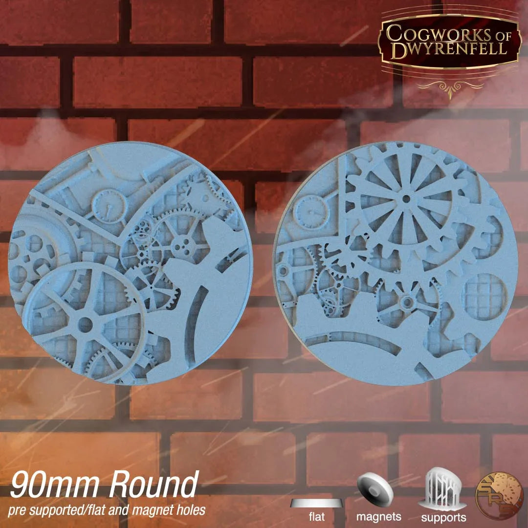 Steampunk Circle Resin Bases | Victorian Tech for Warmachine, D&D, Wargaming