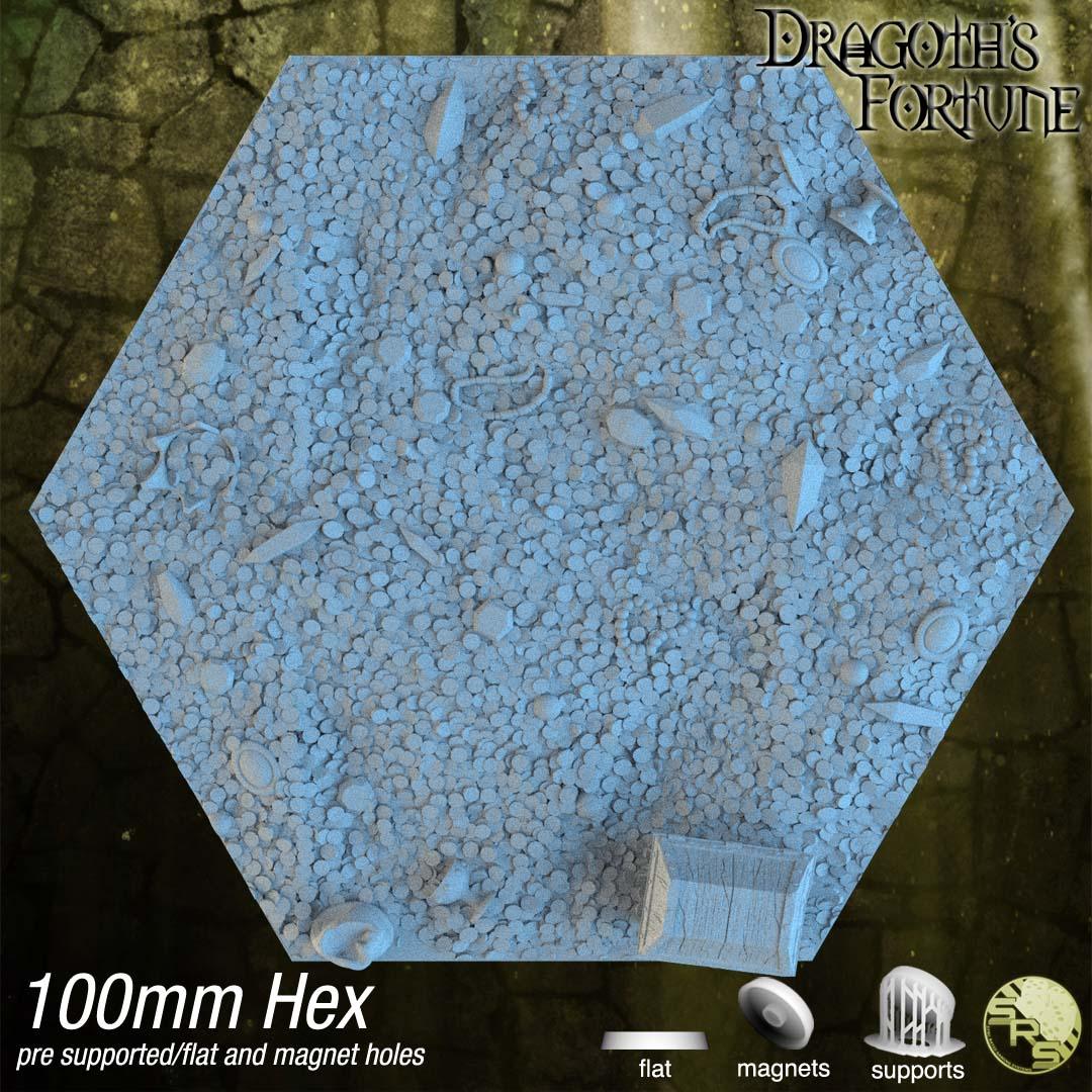 Treasure Hoard Hex Resin Bases | Dragon Gold for D&D, Warhammer, Wargaming