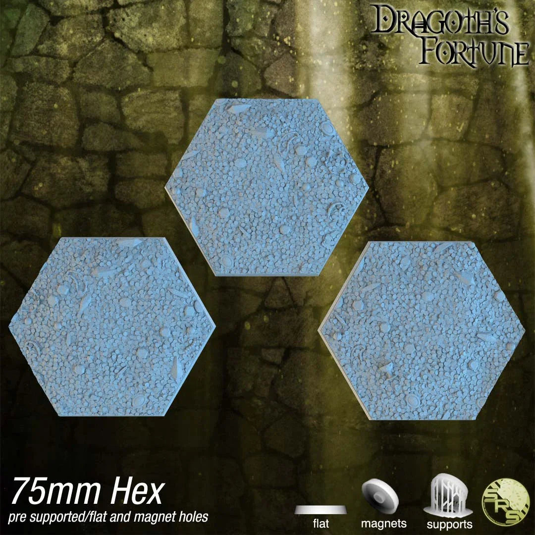 Treasure Hoard Hex Resin Bases | Dragon Gold for D&D, Warhammer, Wargaming