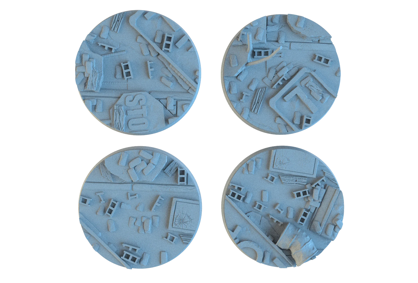 Urban Ruin Circle Resin Bases | Battle-Scarred Streets for 40k, Necromunda, Wargaming