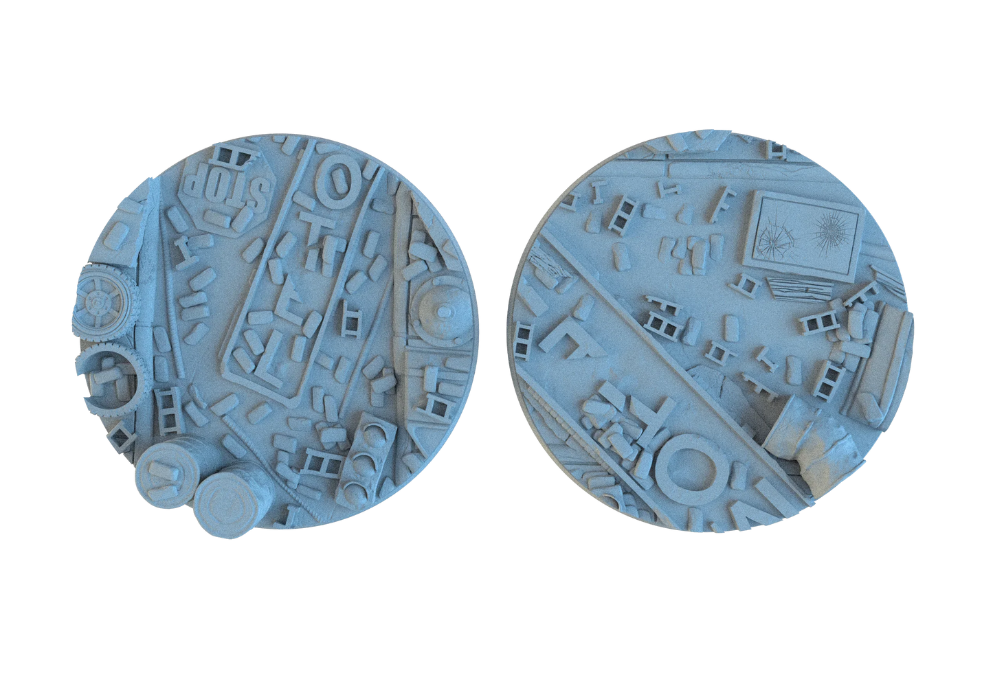 Urban Ruin Circle Resin Bases | Battle-Scarred Streets for 40k, Necromunda, Wargaming