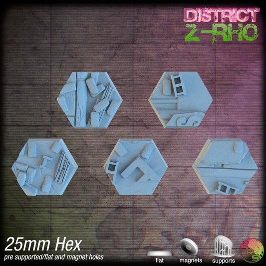 Urban Ruin Hex Resin Bases | Battle-Scarred Streets for 40k, Necromunda, Wargaming