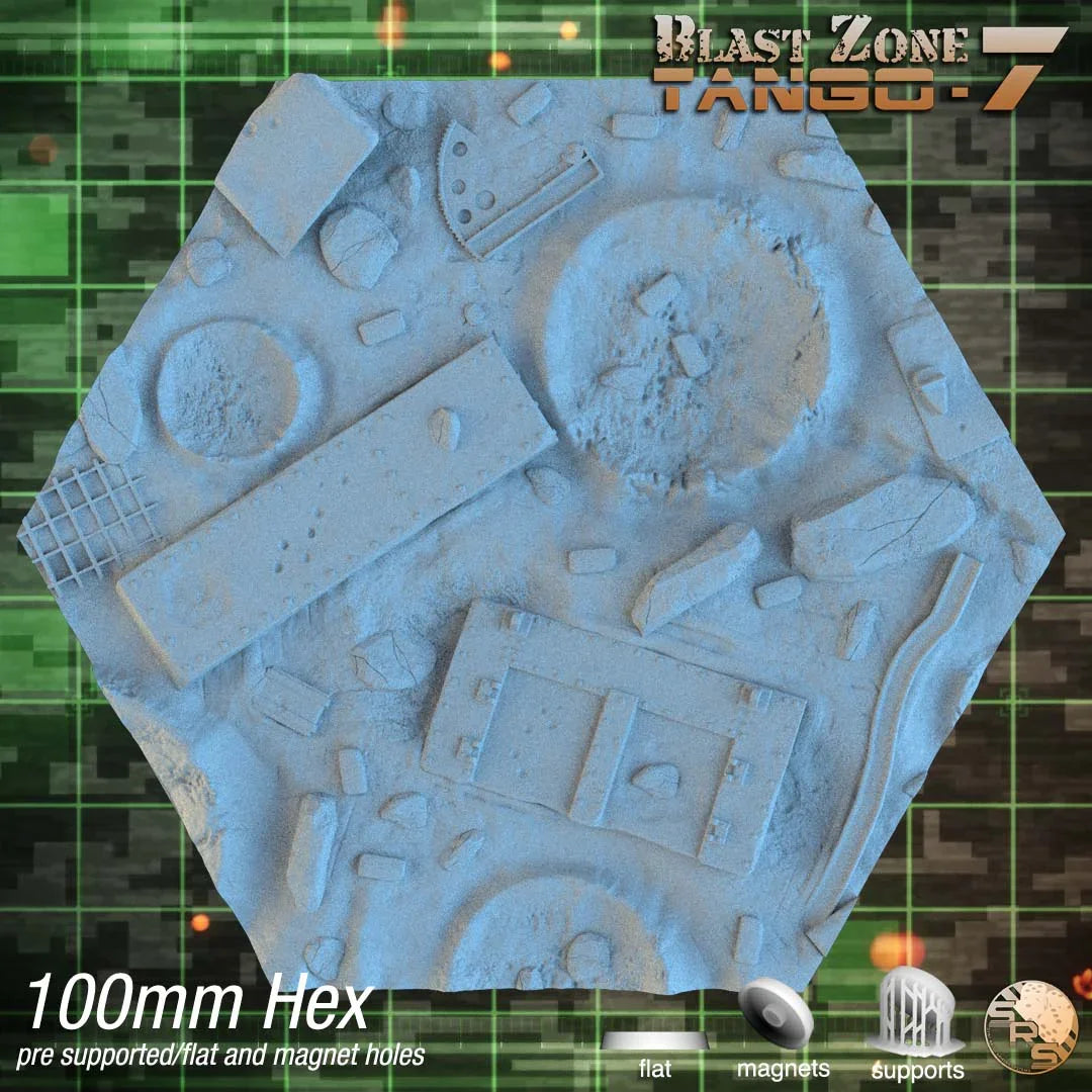 Warzone Hex Resin Bases | Battlefield Debris for 40k, Astra Militarum, Wargaming