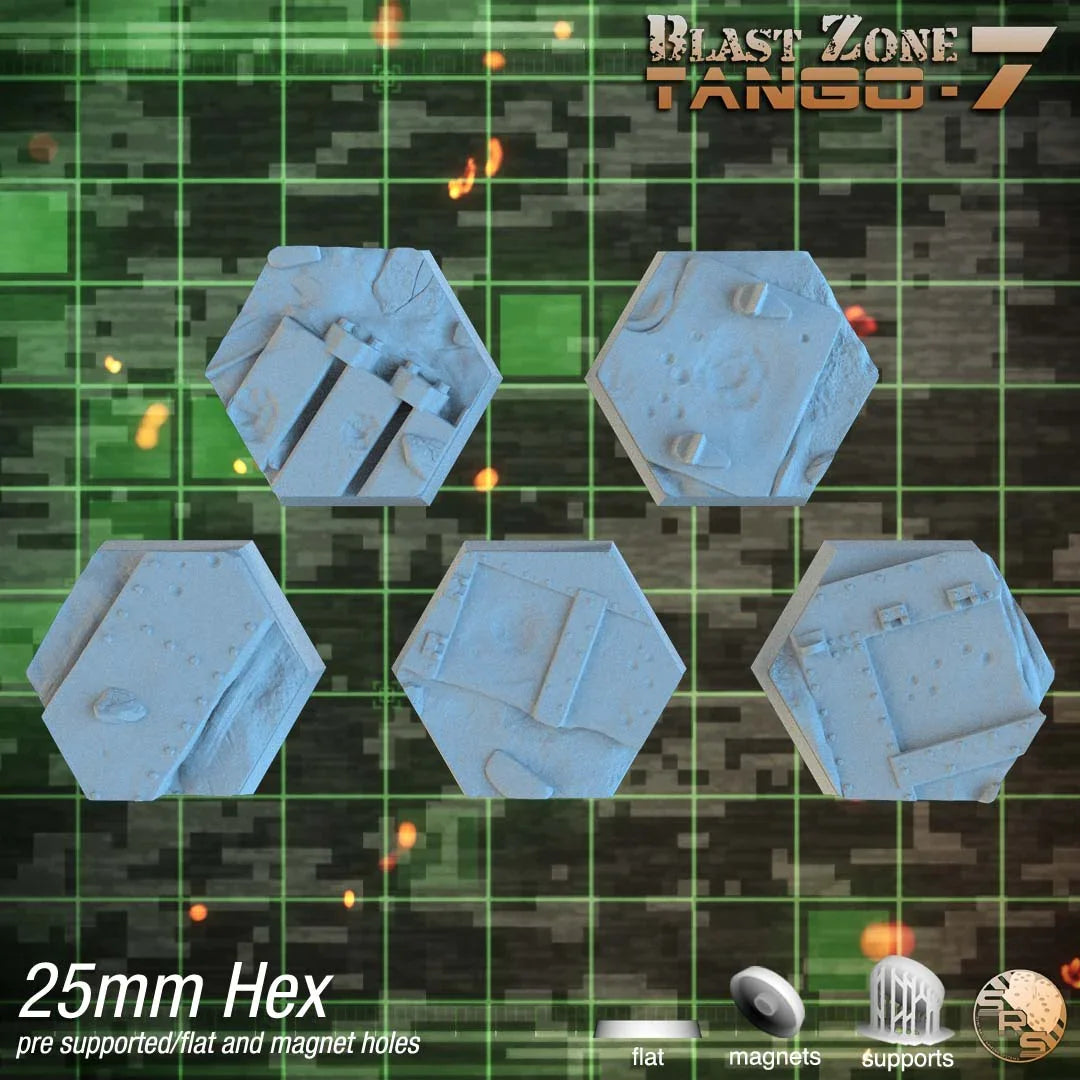 Warzone Hex Resin Bases | Battlefield Debris for 40k, Astra Militarum, Wargaming