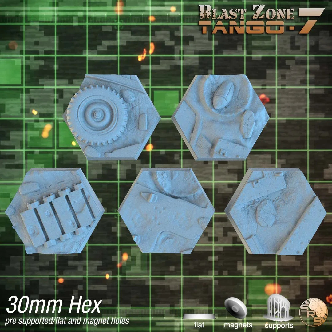 Warzone Hex Resin Bases | Battlefield Debris for 40k, Astra Militarum, Wargaming