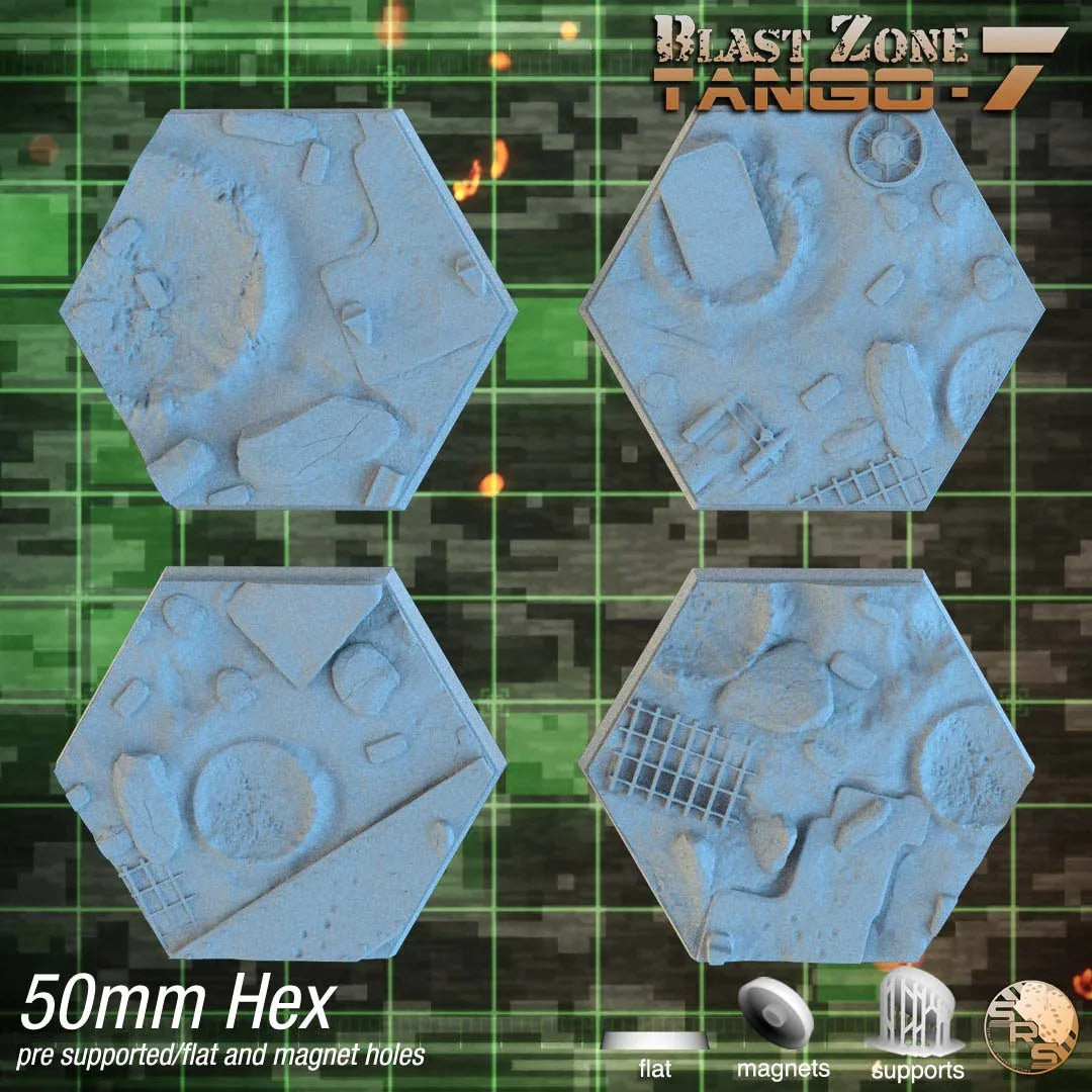 Warzone Hex Resin Bases | Battlefield Debris for 40k, Astra Militarum, Wargaming