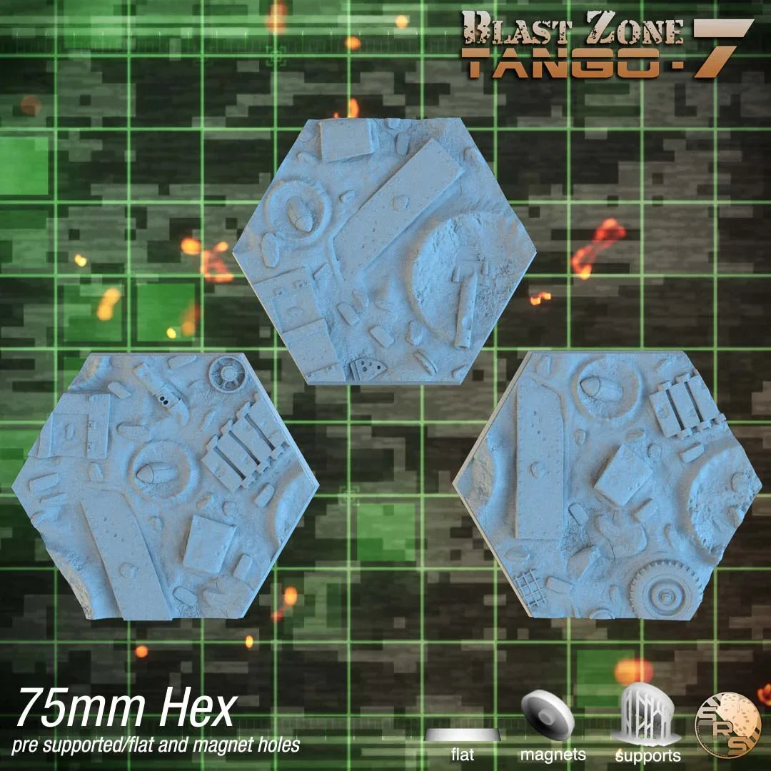 Warzone Hex Resin Bases | Battlefield Debris for 40k, Astra Militarum, Wargaming