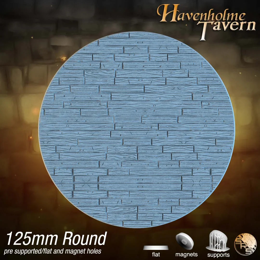 Wooden Floor Circle Resin Bases | Tavern & Castle for D&D, Warhammer, Wargaming