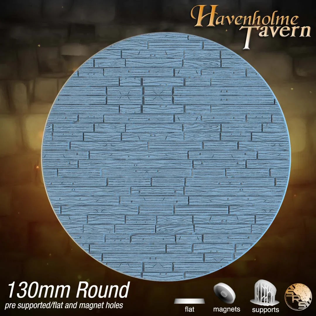 Wooden Floor Circle Resin Bases | Tavern & Castle for D&D, Warhammer, Wargaming