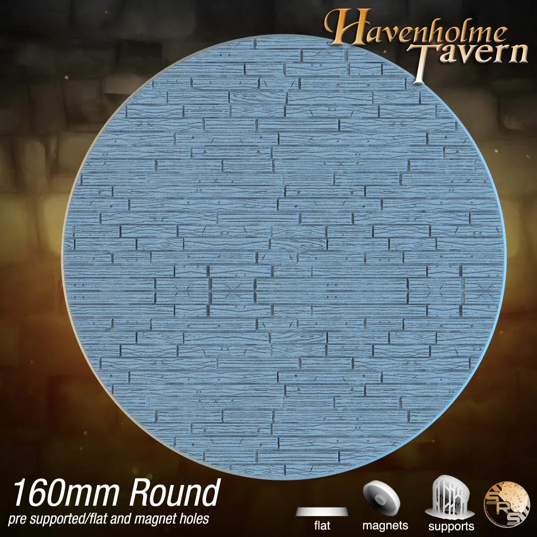 Wooden Floor Circle Resin Bases | Tavern & Castle for D&D, Warhammer, Wargaming