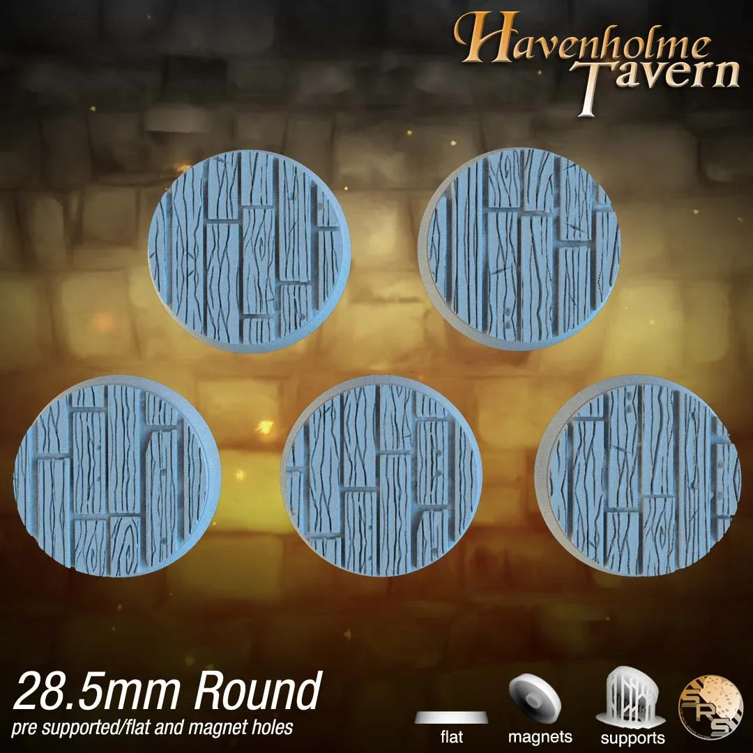 Wooden Floor Circle Resin Bases | Tavern & Castle for D&D, Warhammer, Wargaming
