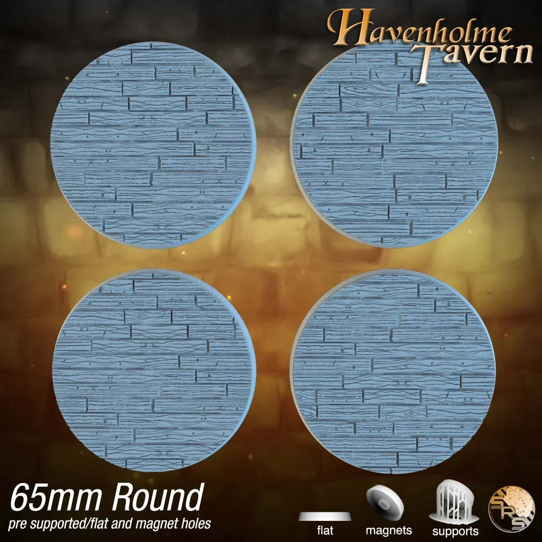 Wooden Floor Circle Resin Bases | Tavern & Castle for D&D, Warhammer, Wargaming