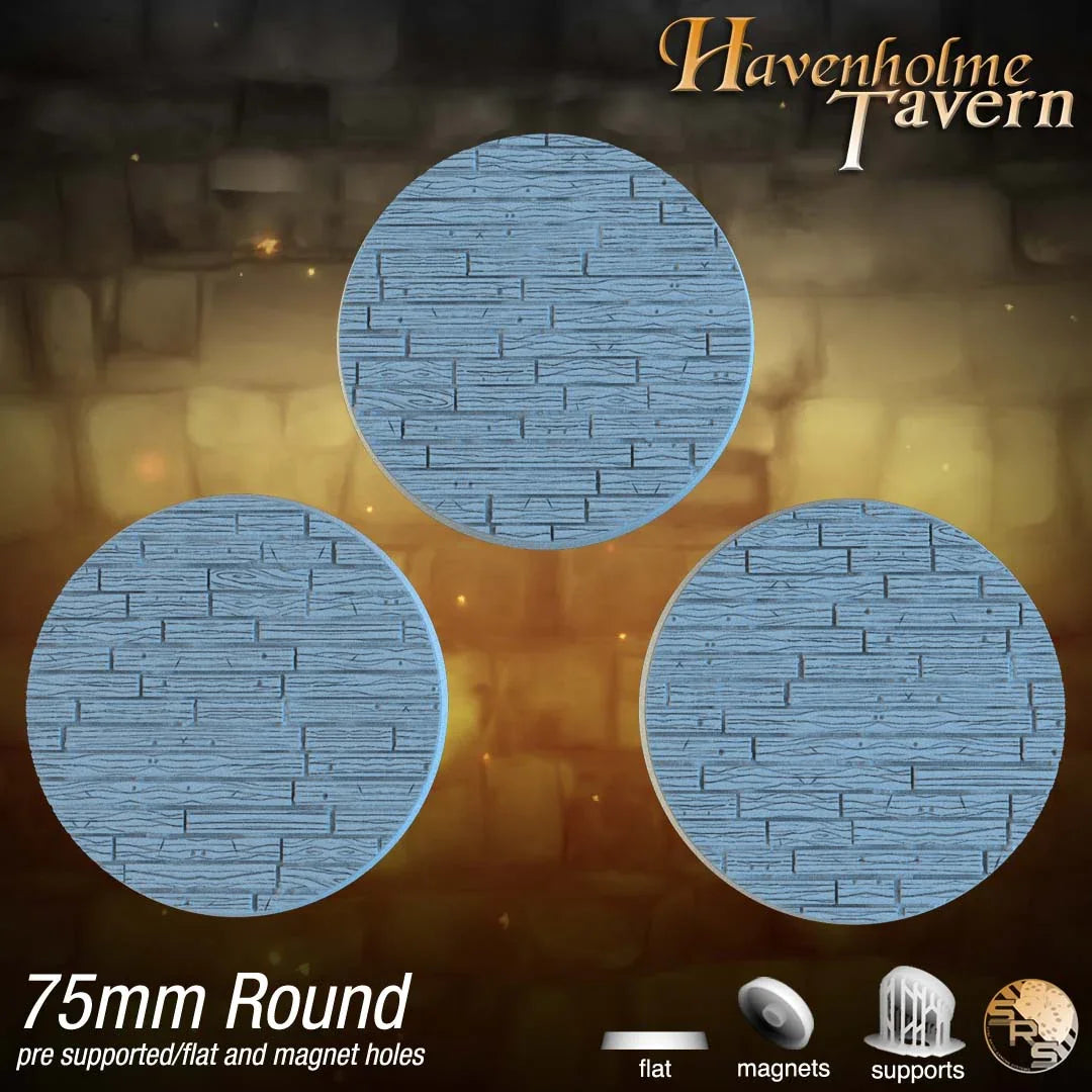 Wooden Floor Circle Resin Bases | Tavern & Castle for D&D, Warhammer, Wargaming