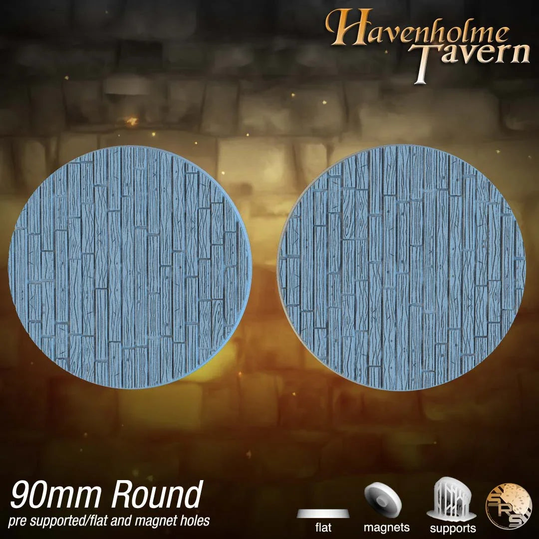 Wooden Floor Circle Resin Bases | Tavern & Castle for D&D, Warhammer, Wargaming